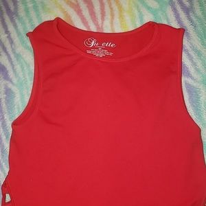Red spandex crop top